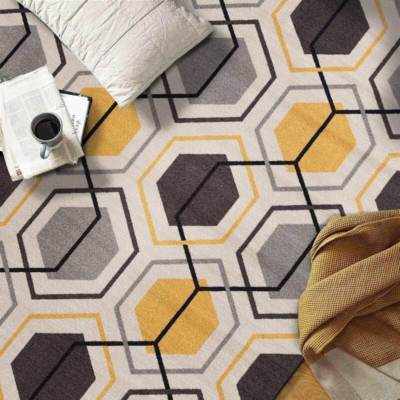 World Rug Gallery Contemporary Geometric Stripe Non-Slip Area Rug