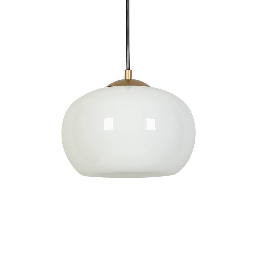 Modern 1-Light Gold Opal Glass Pendant Light for Kitchen Island Dining Room - White Gold - D9.5"xH7.5"