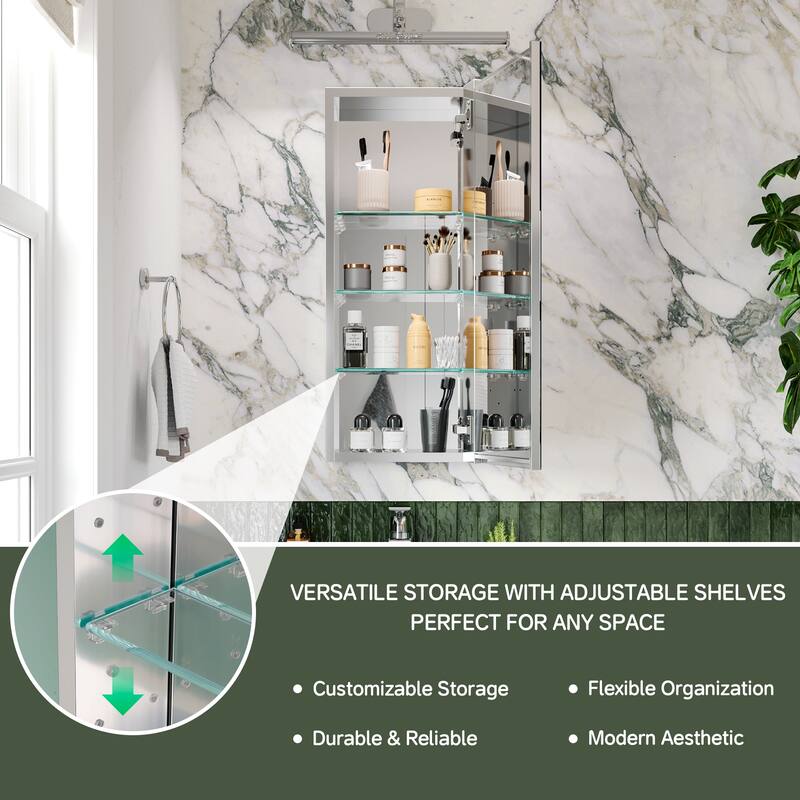 Topcraft Wall Mounted Aluminum Framed Medicine Cabinet