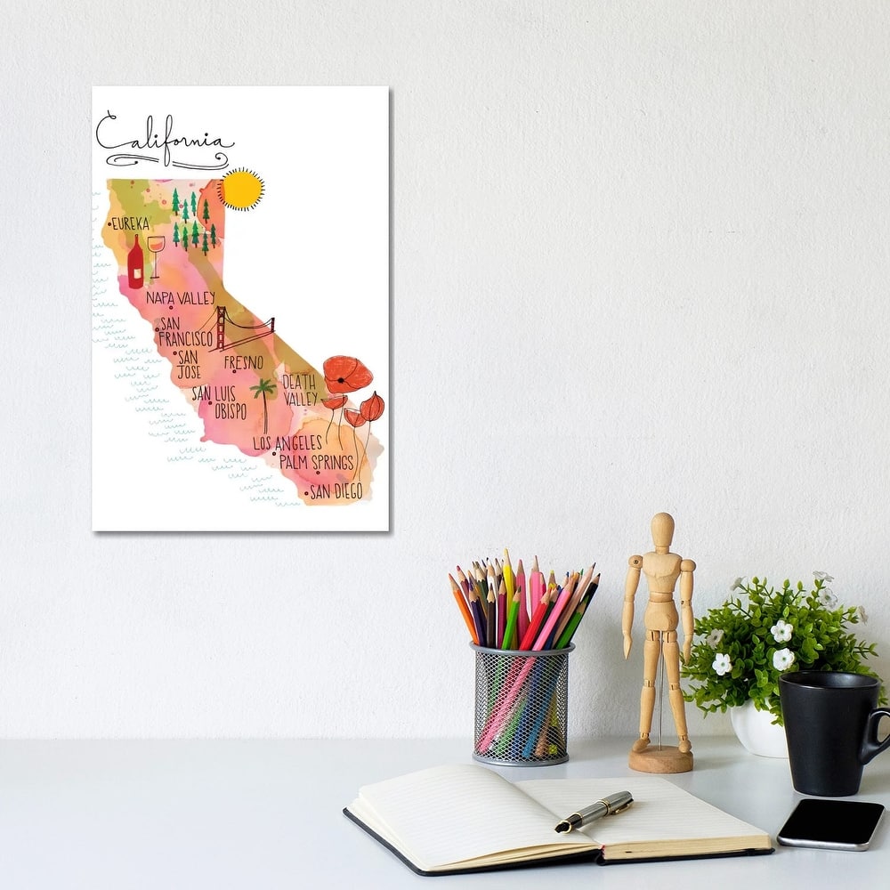 iCanvas "California Map" by Sara Franklin Canvas Print