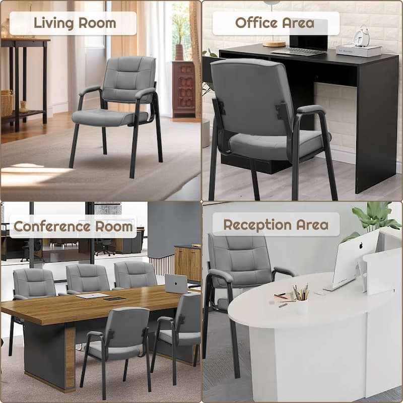 Heavy Duty Executive Chair with Padded Arm Rest - Leather Guest Chairs
