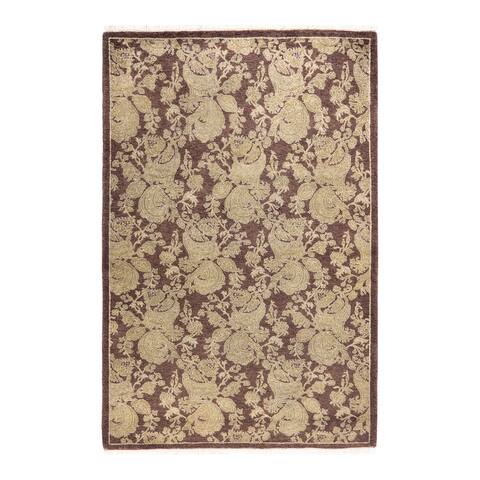 Overton One-of-a-Kind Hand-Knotted Traditional Abstract Mogul Brown Area Rug - 2' 8" x 4' 1"
