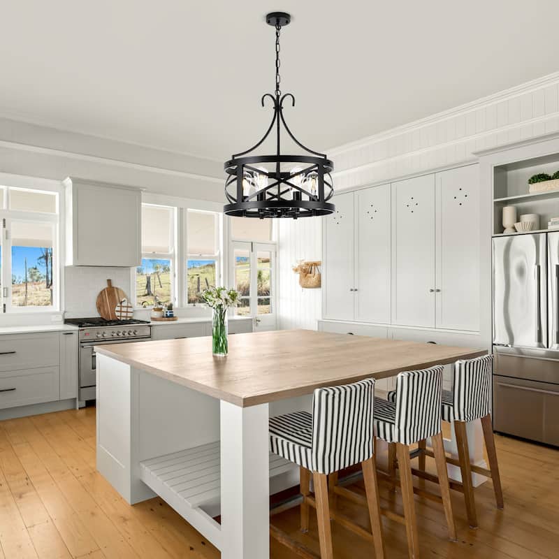 6-Light Classic Candlestick Hanging Linear Foyer Chandelier Lighting for Dining Room Kitchen Island