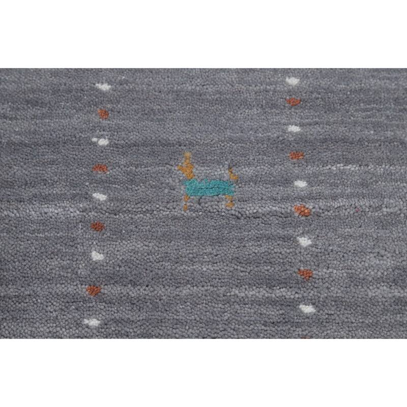 Handmade Gray Gabbeh Oriental Accent Rug Geometric Carpet - 5' 7'' X 4' 1''