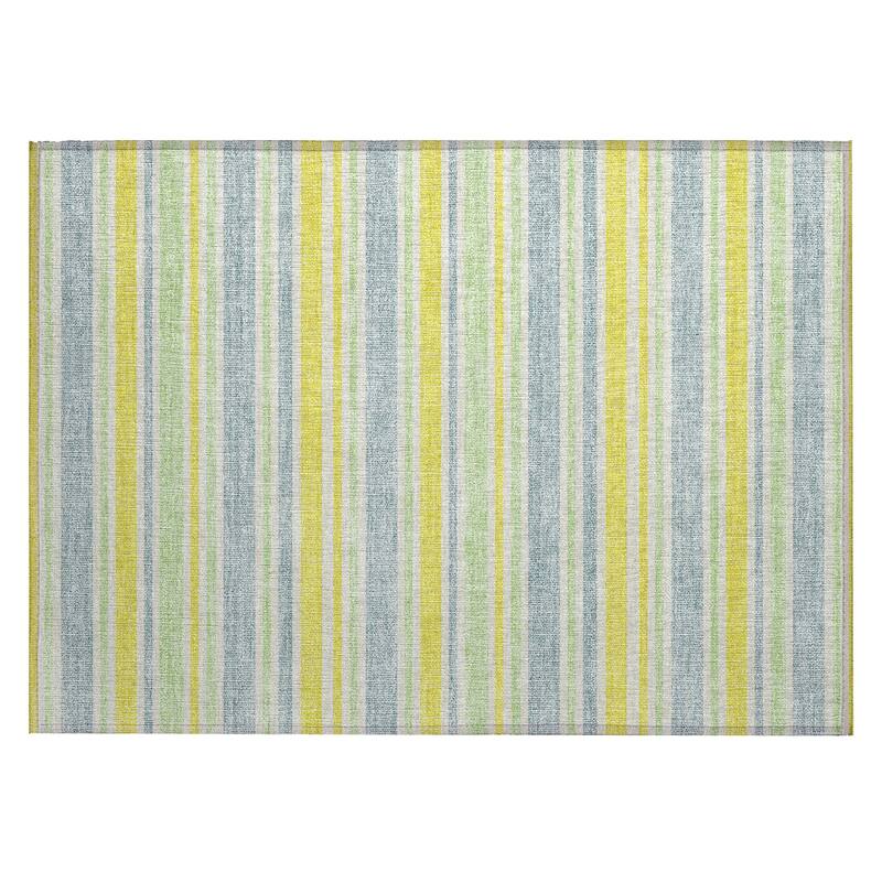 Machine Washable Indoor/ Outdoor Multi Cabana Stripe Chantille Rug