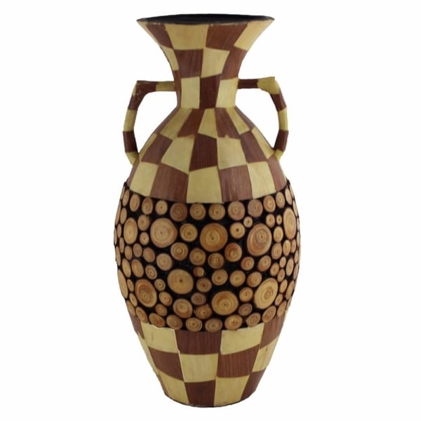 Ceramic/Wood Encrusted Vase, Multicolor(EN30334)