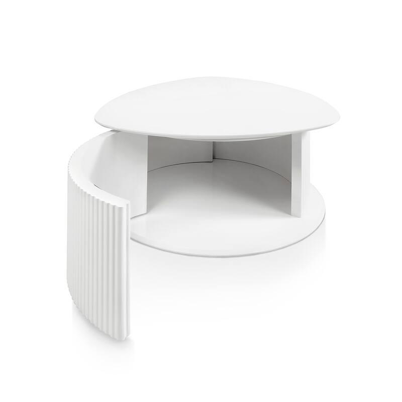 Furniture of America Astra Modern 2-Piece Glossy White Triangle Storage Coffee Table Set