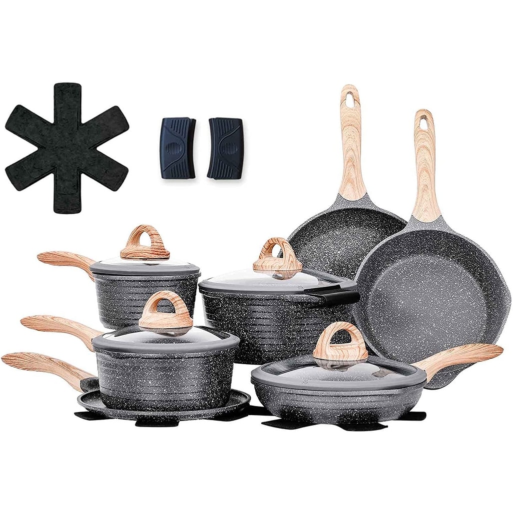 Pots and Pans Set, Nonstick 16 Pieces, Cookware Sets with Granite Coating,  Kitchen Cookware Set Suitable for All Cooktop - Bed Bath & Beyond - 37508782