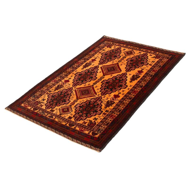 Teimani Beige, Orange Rug 4'1" x 6'4" - 4'1 x 6'4