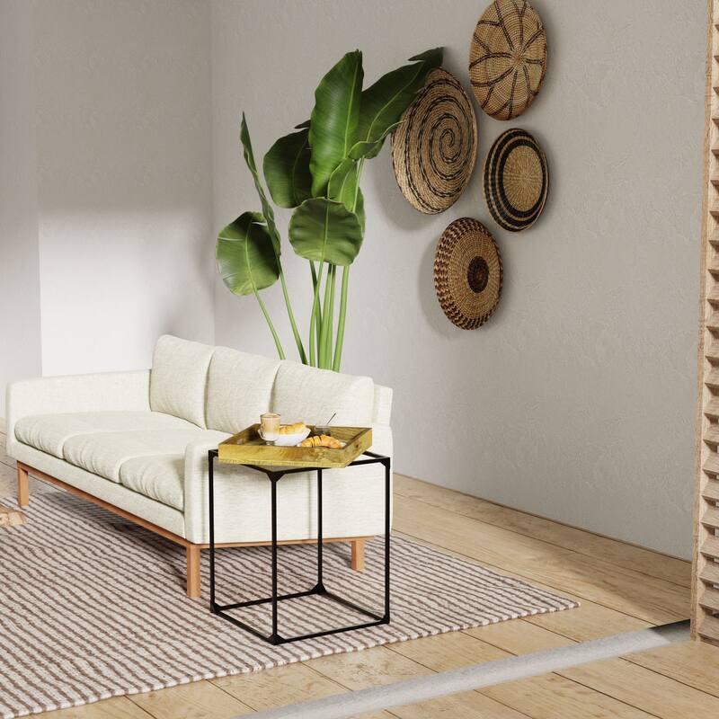 Metal Rectangular Tray Table - 28.5" - Black and Brown