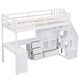preview thumbnail 10 of 16, Contemporary Design Twin Size Loft Bed with L-Shaped Desk and Drawers, Cabinet and Storage Staircase, Sturdy and Durable, White