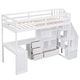 preview thumbnail 8 of 13, White Twin Size Loft Bed with 4 Drawers and L-Shaped Desk, Pine Wood Twin Bed Frame with Cabinet and Storage Staircase