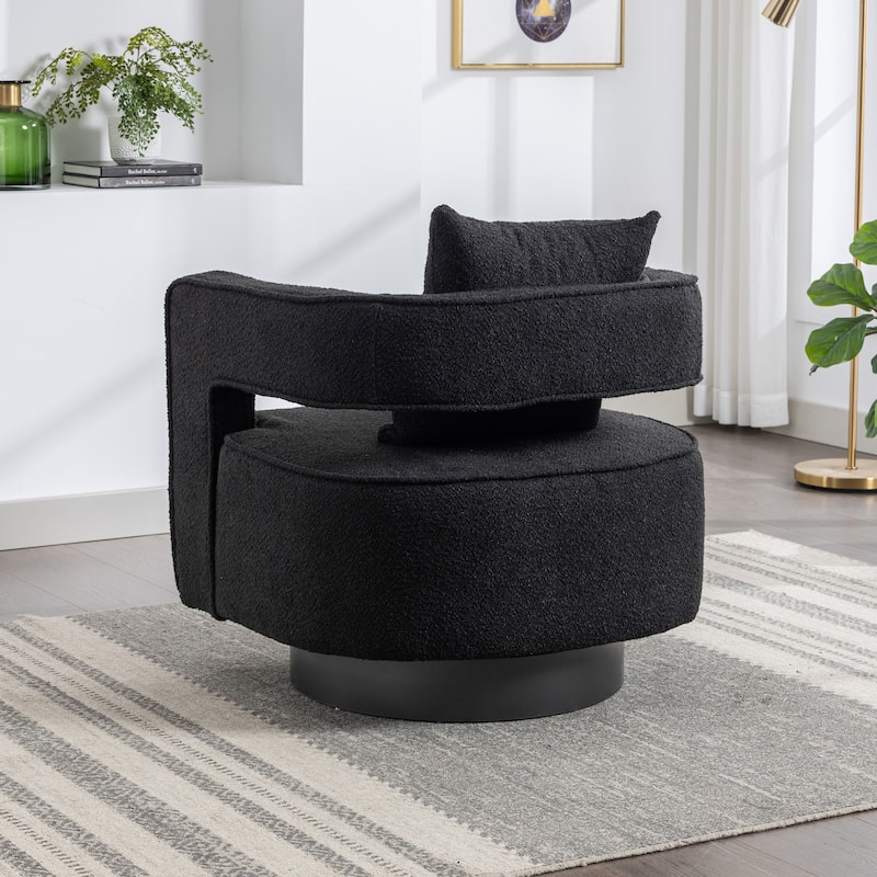 29"W Boucle Upholstered Swivel Armchair Single Sofa