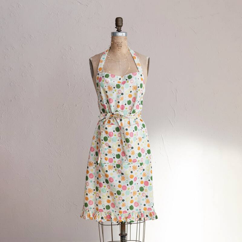 Cotton Printed Apron with Pattern and Ruffle - Multi