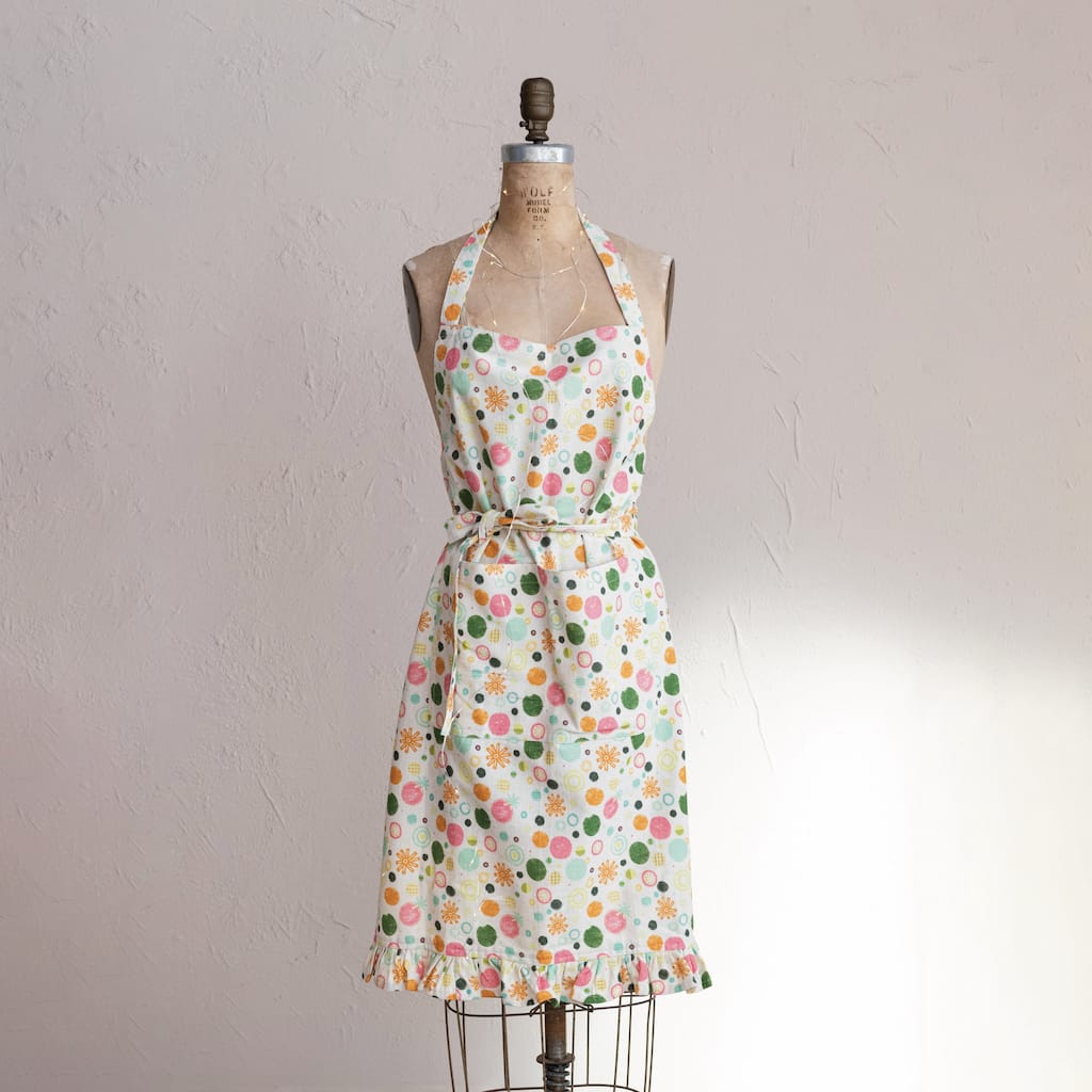 Cotton Printed Apron with Pattern and Ruffle