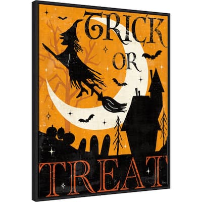 Halloween is Calling II by Veronique Charron Canvas Art Framed - Sylvie Black
