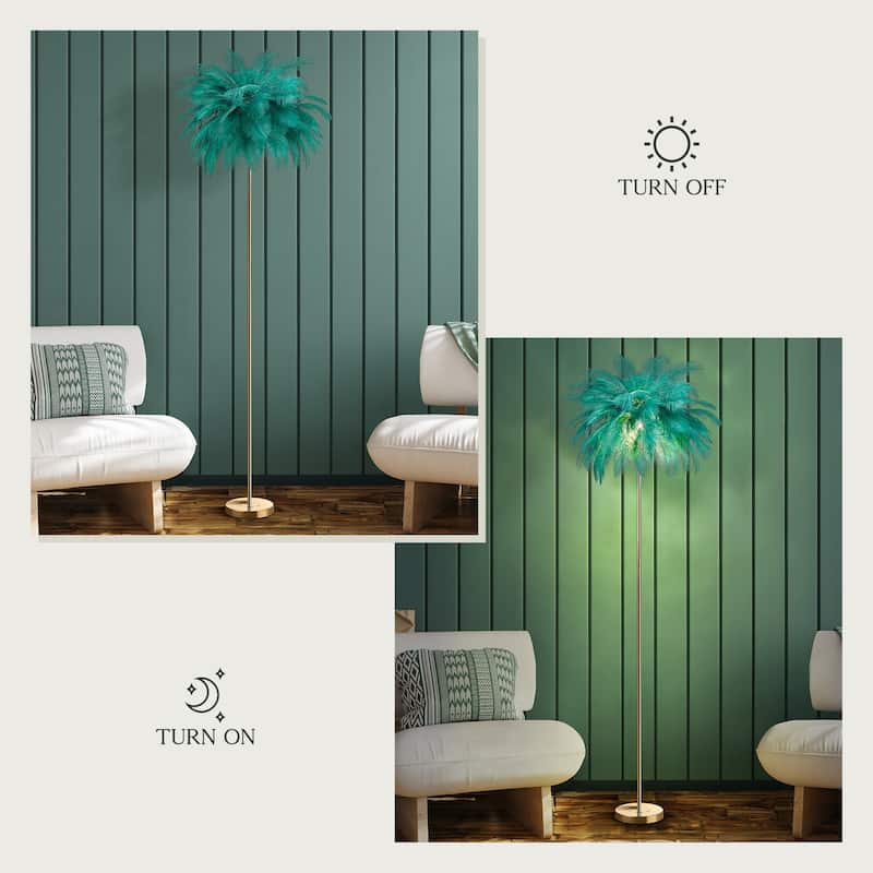 63 Inch Feather Tripod Floor Lamp With Bulbs