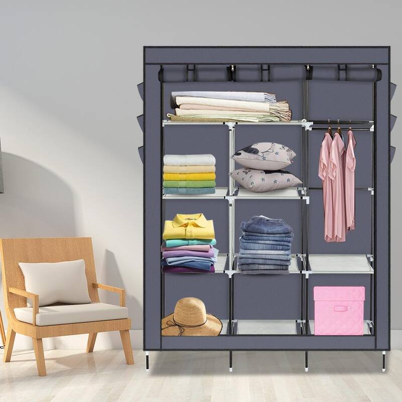 69" Portable Closet Wardrobe Clothes Rack Storage Organizer & Shelf
