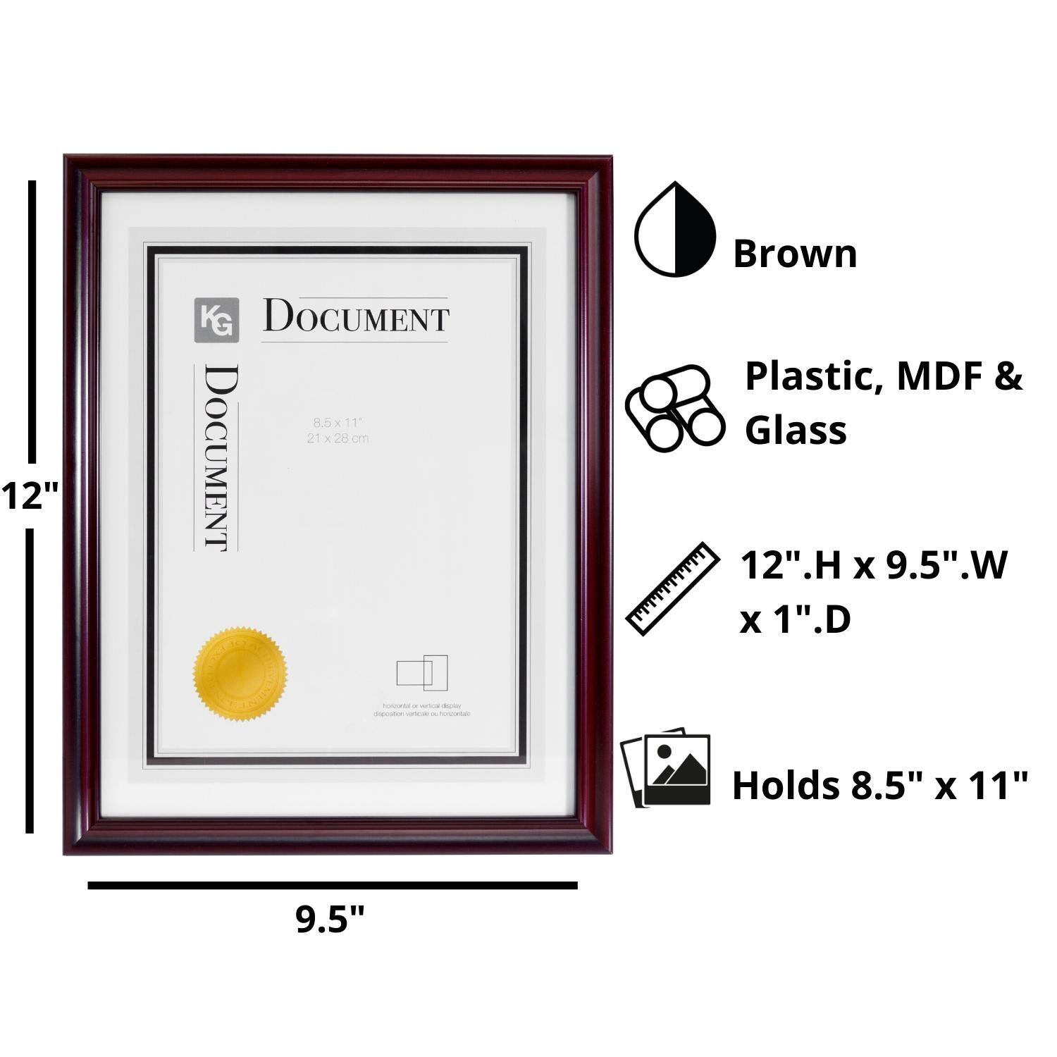 kieragrace KG Harper Document Frame Brown 8.5" x11" Bed Bath