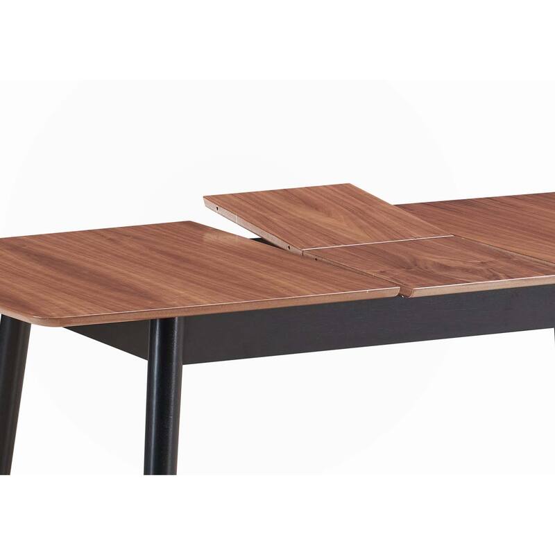 Natural and Black Dining Table with Bufferfly Leaf