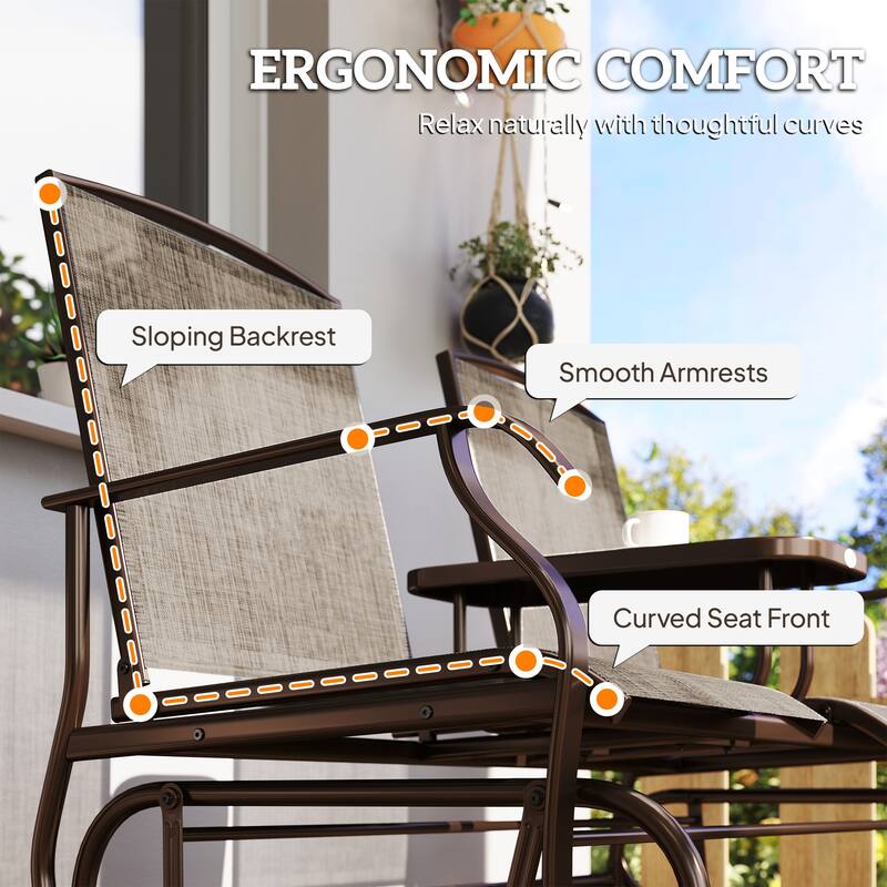 Outsunny Steel/Fabric 2-person Outdoor Swing Glider