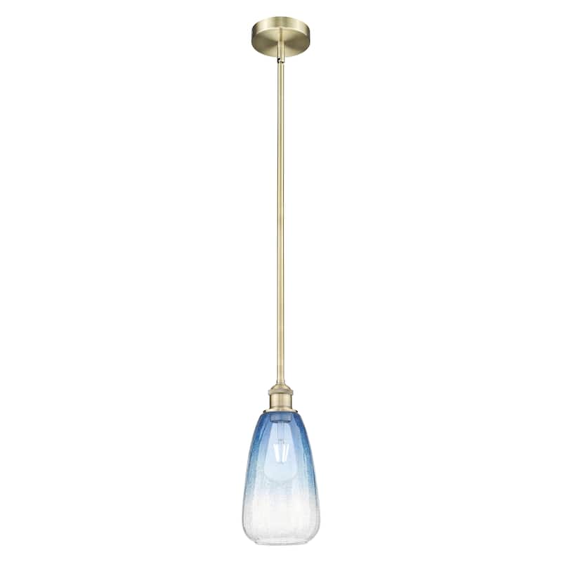 Innovations Lighting Endless Possibilities Edison - Brookhaven Almond - 1 Light 6" Stem Hung Mini Pendant - Antique Brass/Sapphire Blue