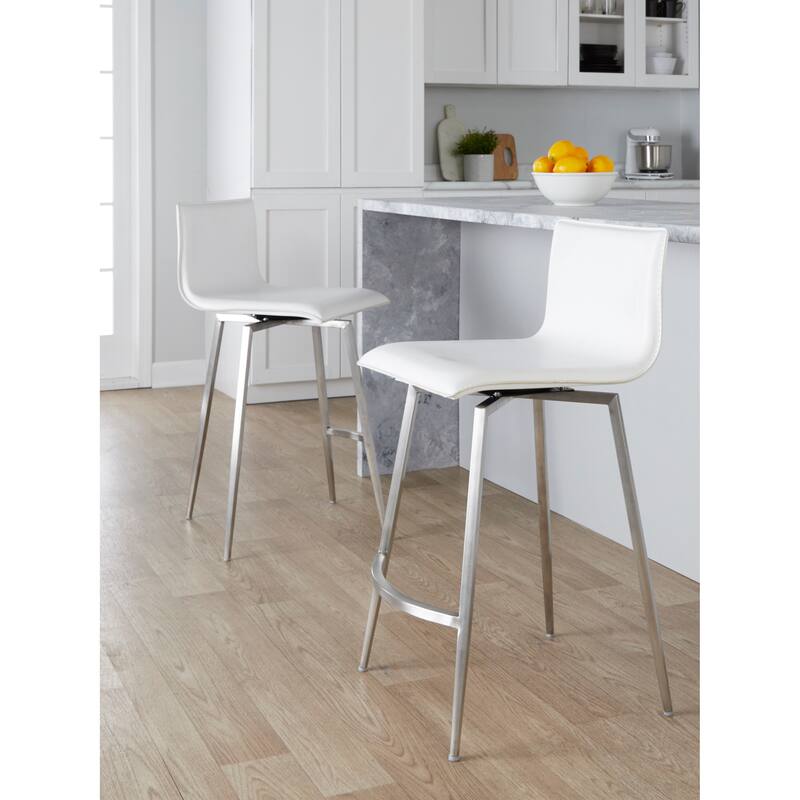 Porch & Den Mara Upholstered 26" Fixed-Height Counter Stool with Swivel (Set of 2)