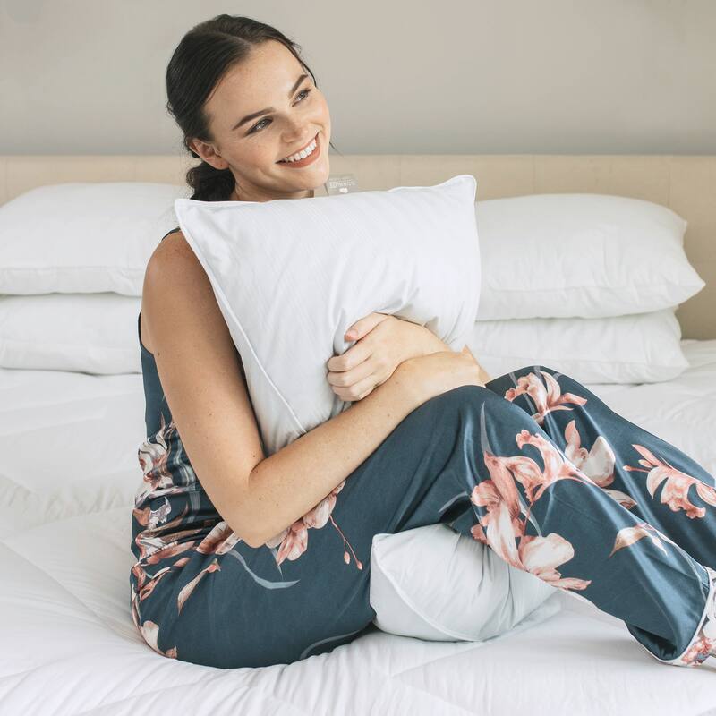 Extra Soft Cotton Damask Down Alternative Stomach Sleeper Pillow