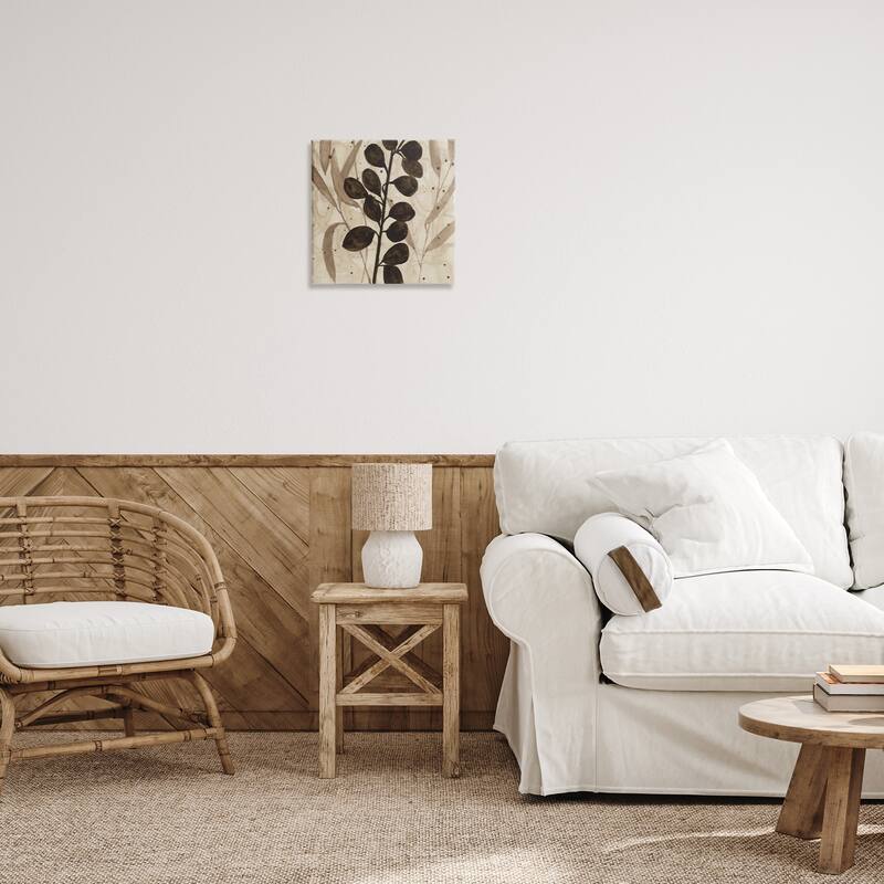 Stupell Beige & Brown Natural Leaves Canvas Wall Art Design By Krinlox