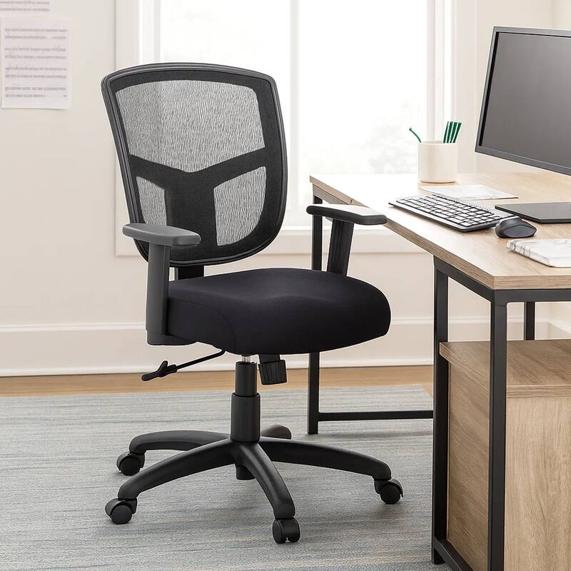 Oyo Swivel Task Chair, Black Mesh, Synchro-Tilt, 5 Caster Wheels