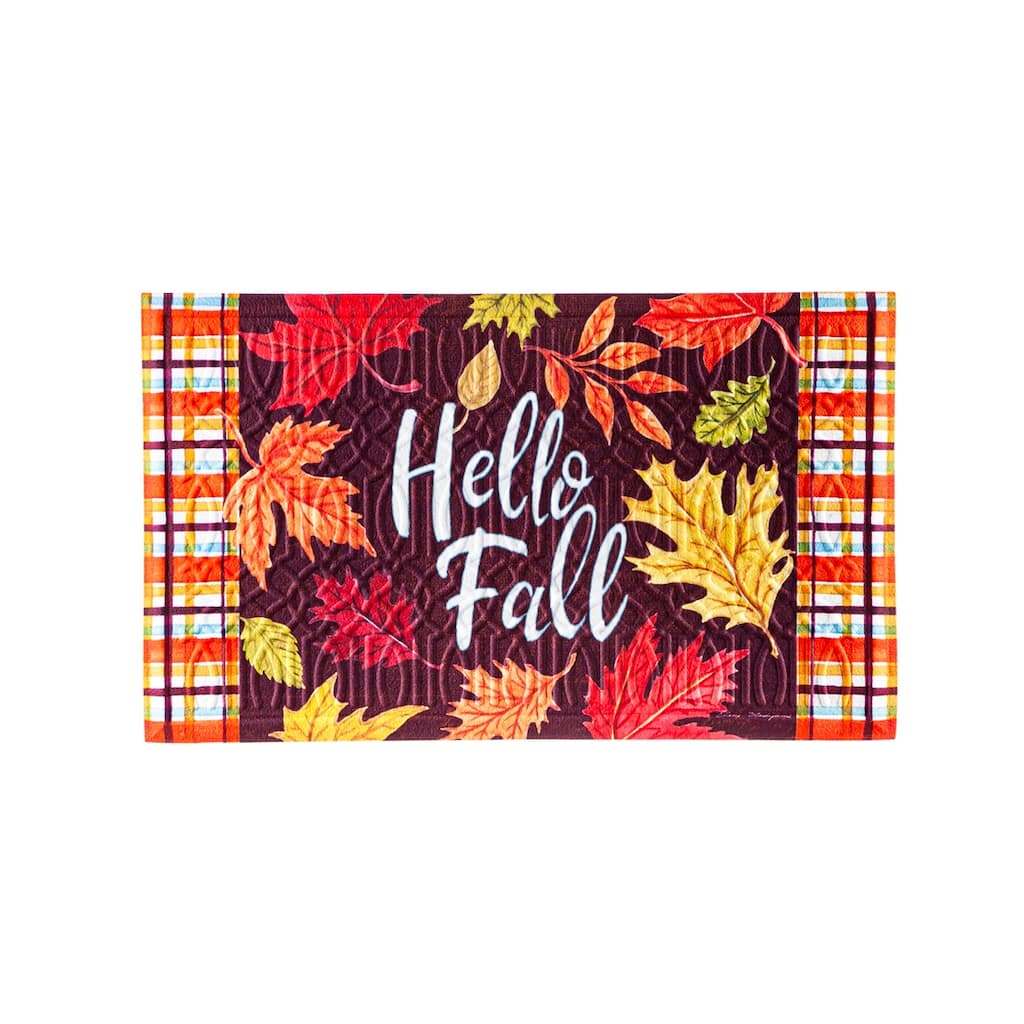 Plaid Hello Fall Embossed Floor Mat - Multi-Color