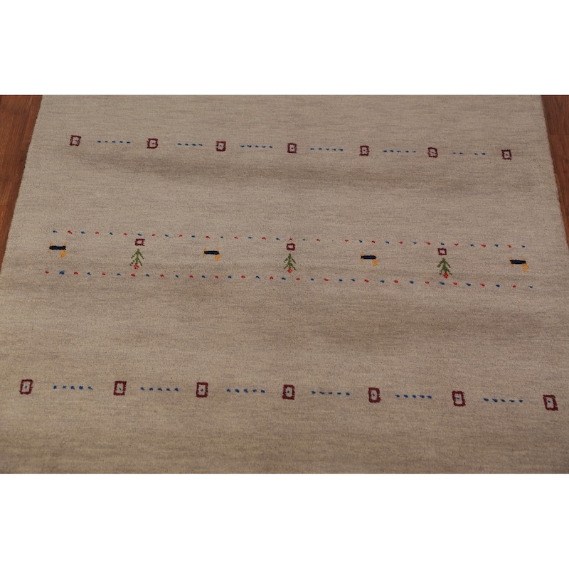 Gabbeh Oriental Rug Bedroom Hand-Knotted Wool Carpet - 4'8" x 6'7"