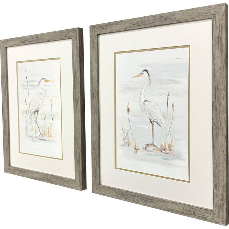 HomeRoots Set Of Two Heron Stance Brown Framed Wall Art