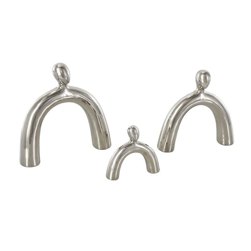 Silver or Gold Ceramic Abstract Arched Family Decorative Sculpture (Set of 3)