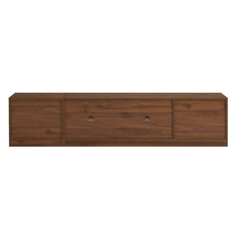 Rustic 78" TV Stand for TVs Up to 85", TV Console with Rattan Doors and Adjustable Shelf