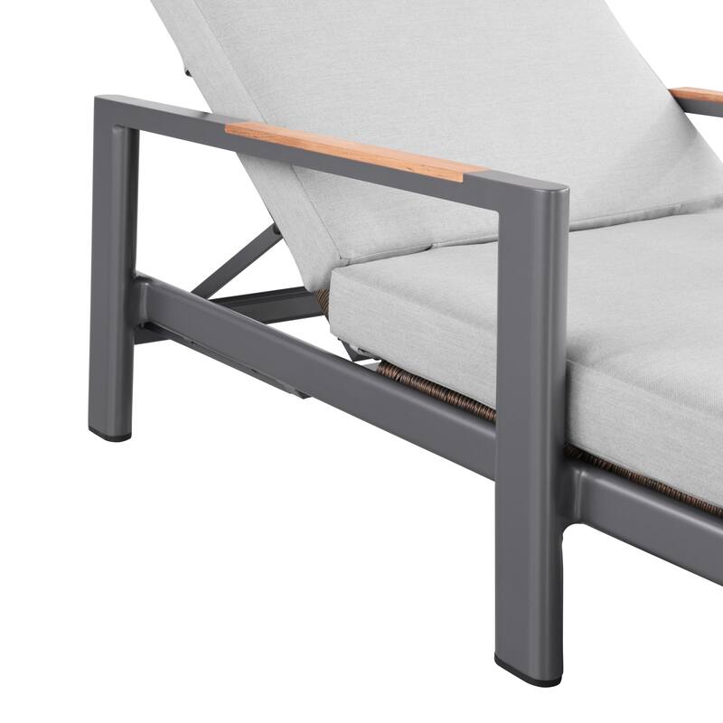 Arlo Teak & Wicker Aluminum Dual-Use Outdoor Chaise Lounge (Set of 2)