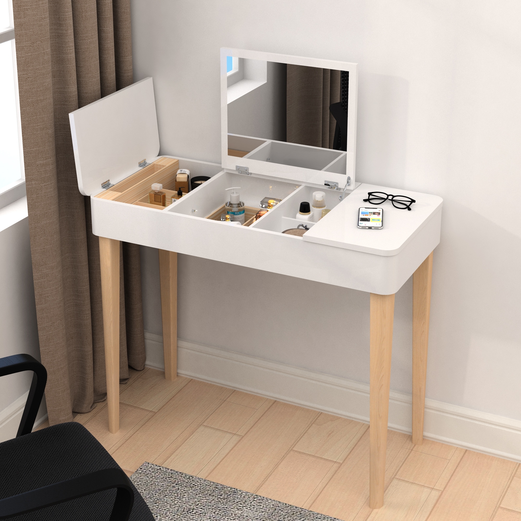 Flip outlet up vanity