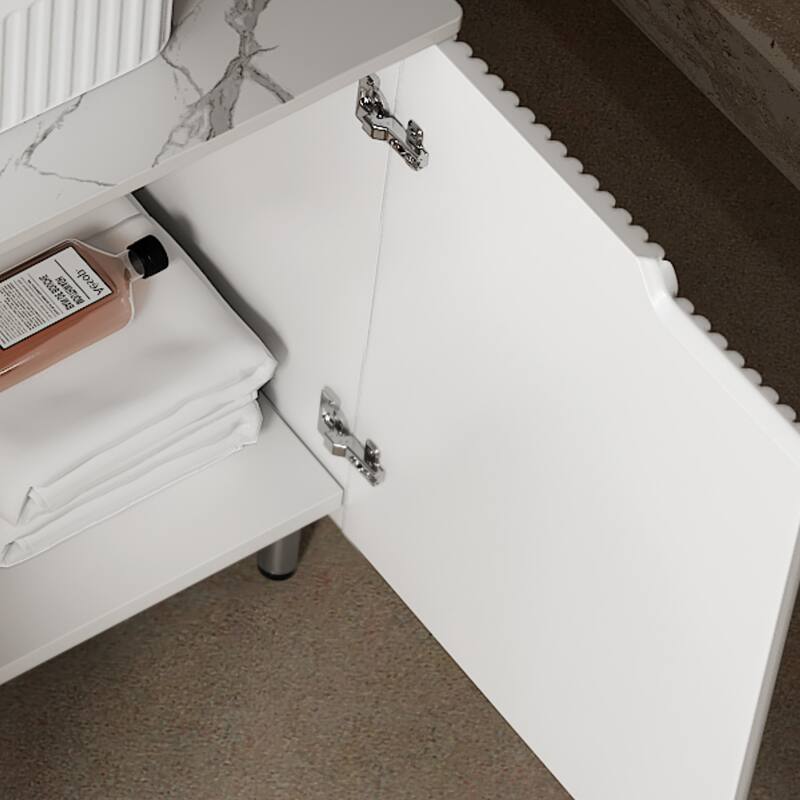 30"Bathroom Vanity with Sink, Freestanding Plywood Bathroom Storage Cabinet with 2 Doors, Rectangular Ceramic Basin Top