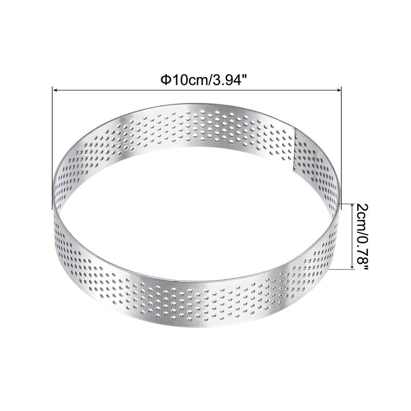 Stainless Steel Circular Cake Rings 3.9" Perforated Cake Mousse Ring Baking Mold - Silver - Silver