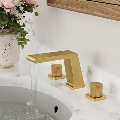 Roman Sink & Tub Faucet 3 Hole Widespread Bathroom Sink Faucet with High Flow Waterfall Spout