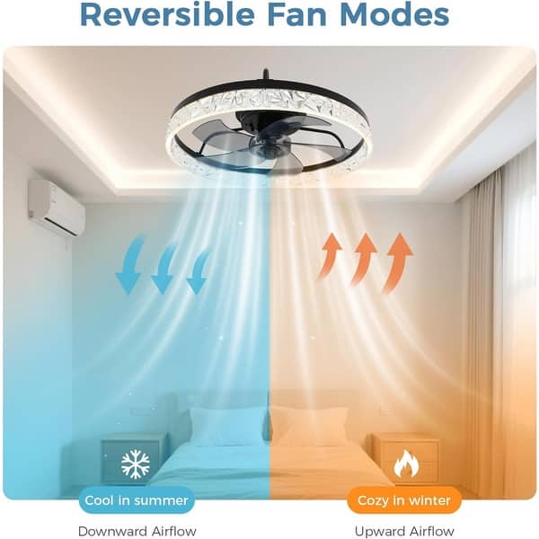 20 in. Ceiling Fans with Lights and Remote, Dimmable LED Low Profile Ceiling Fan,Stepless Color Temperature Change & 6 Speeds
