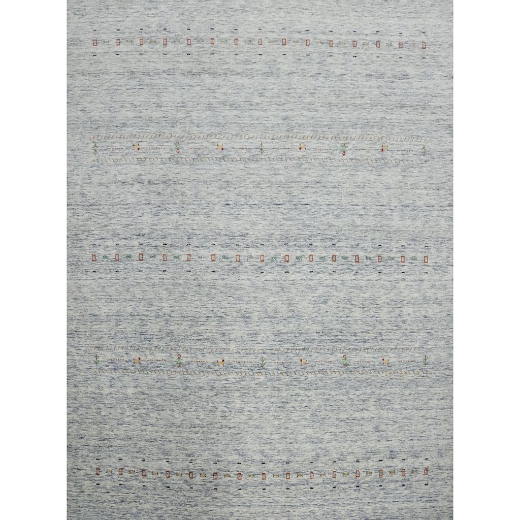 Hand Knotted Oriental 100% Wool Carpet Tribal Animal Pictorial Beige & Ivories Gabbeh Area Rug - 10' 0'' X 9' 8''