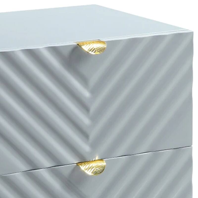 Gray/Gold 2 Drawer 18 in. W Nightstand with Sturdy Hardware and Ample Storage