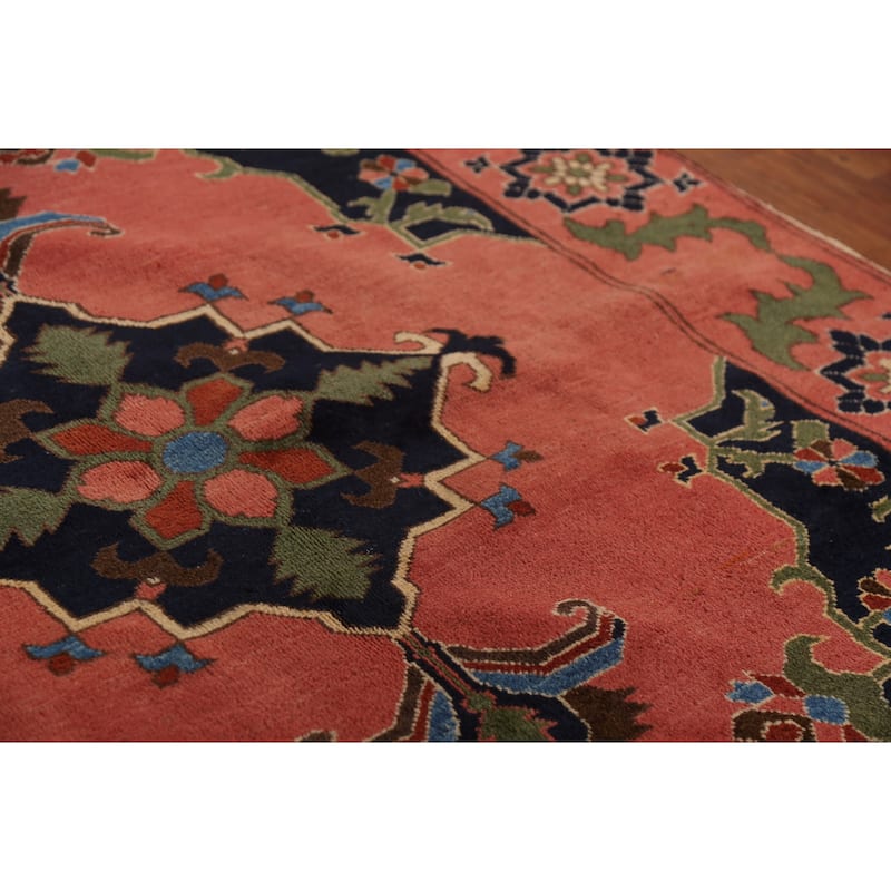 Geometric Anatolian Turkish Area Rug Hand-Knotted Pink Wool Carpet - 4'9"x 6'0"