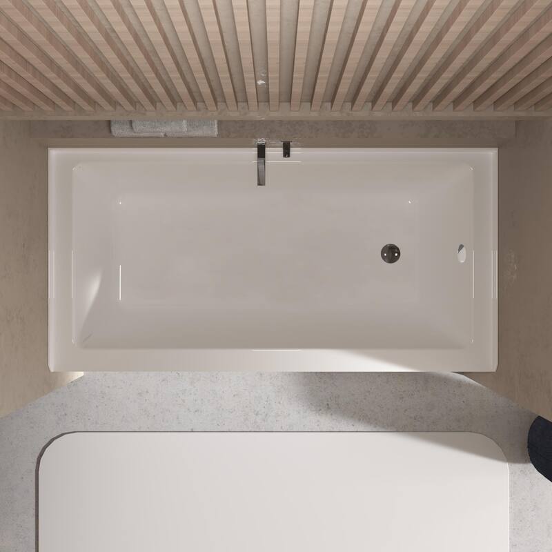60 Inch Acrylic Rectangular Alcove Soaking Bathtub
