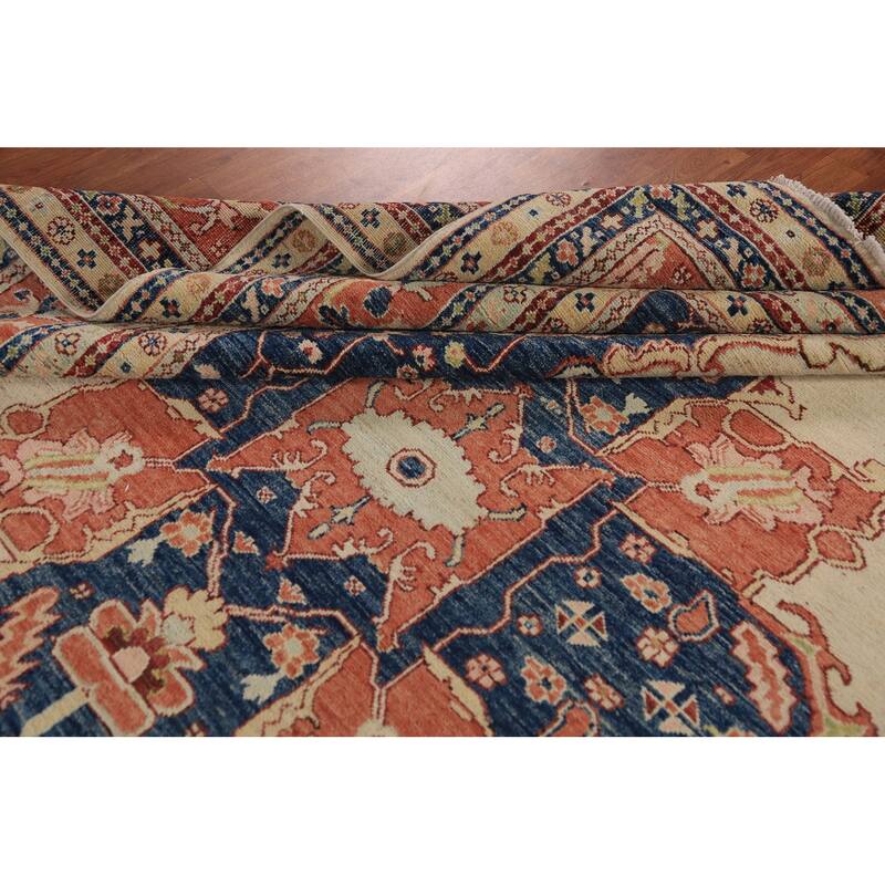 Heriz Serapi Oriental Rug Vegetable Dye Hand-Knotted Wool Carpet - 8'10"x 11'9"