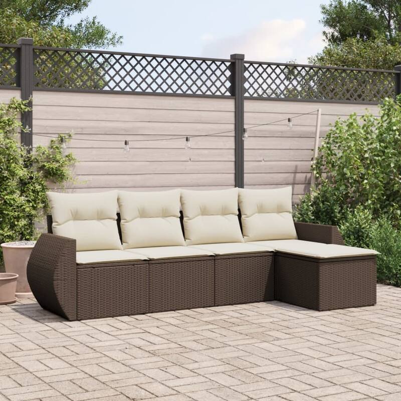 vidaXL Garden Sofa Set - 21.7 x 21.7 x 14.6 - Brown and cream With table