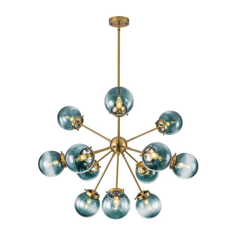 Ornate Glam 12-Light Sputnik Gradient Glass Globe Chandelier - 35.4 in