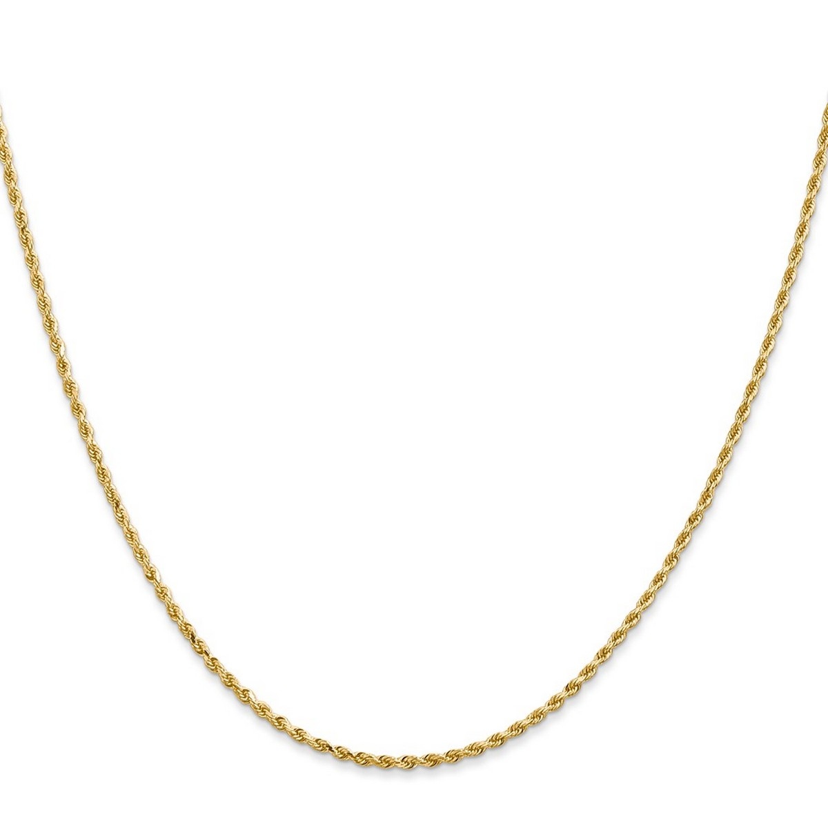 Curata 10k Yellow Gold Solid 1.75mm Diamond-cut Light Rope Chain ...