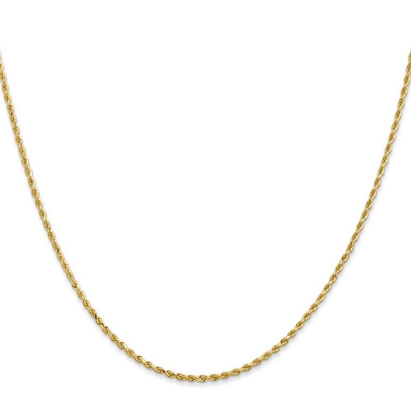 Curata 10k Yellow Gold Solid 1.75mm Diamond-cut Light Rope Chain ...